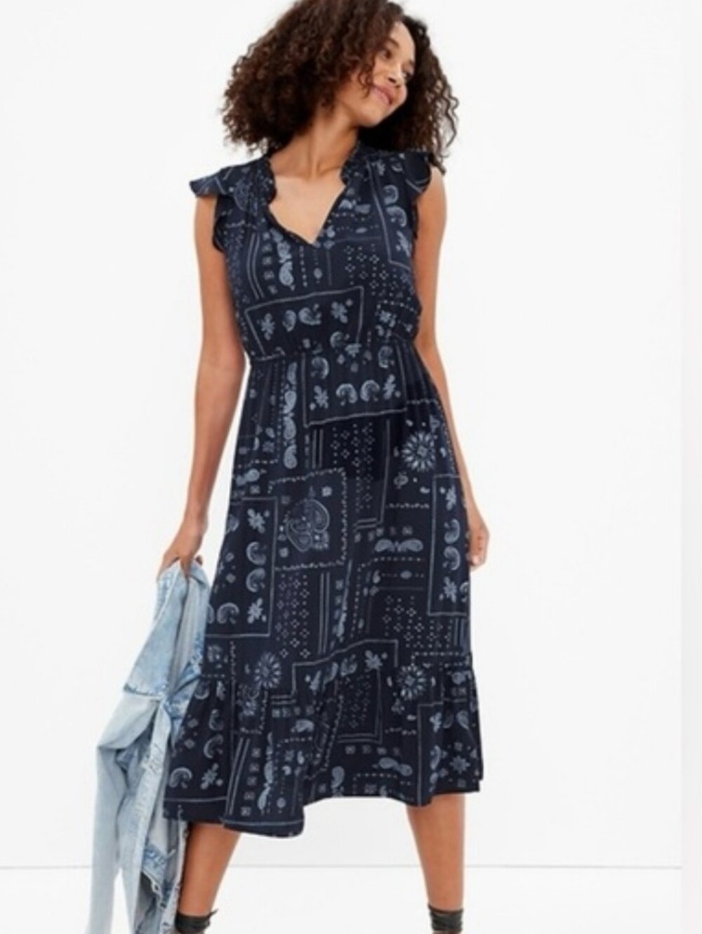 GAP Navy Blue Paisley Maxi Dress